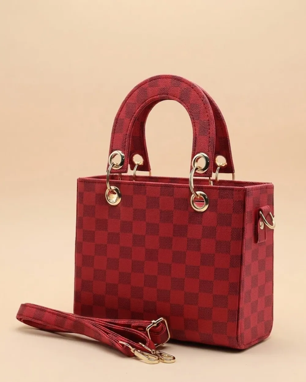 Checker Mini Crossbody Bag - Red, view 1