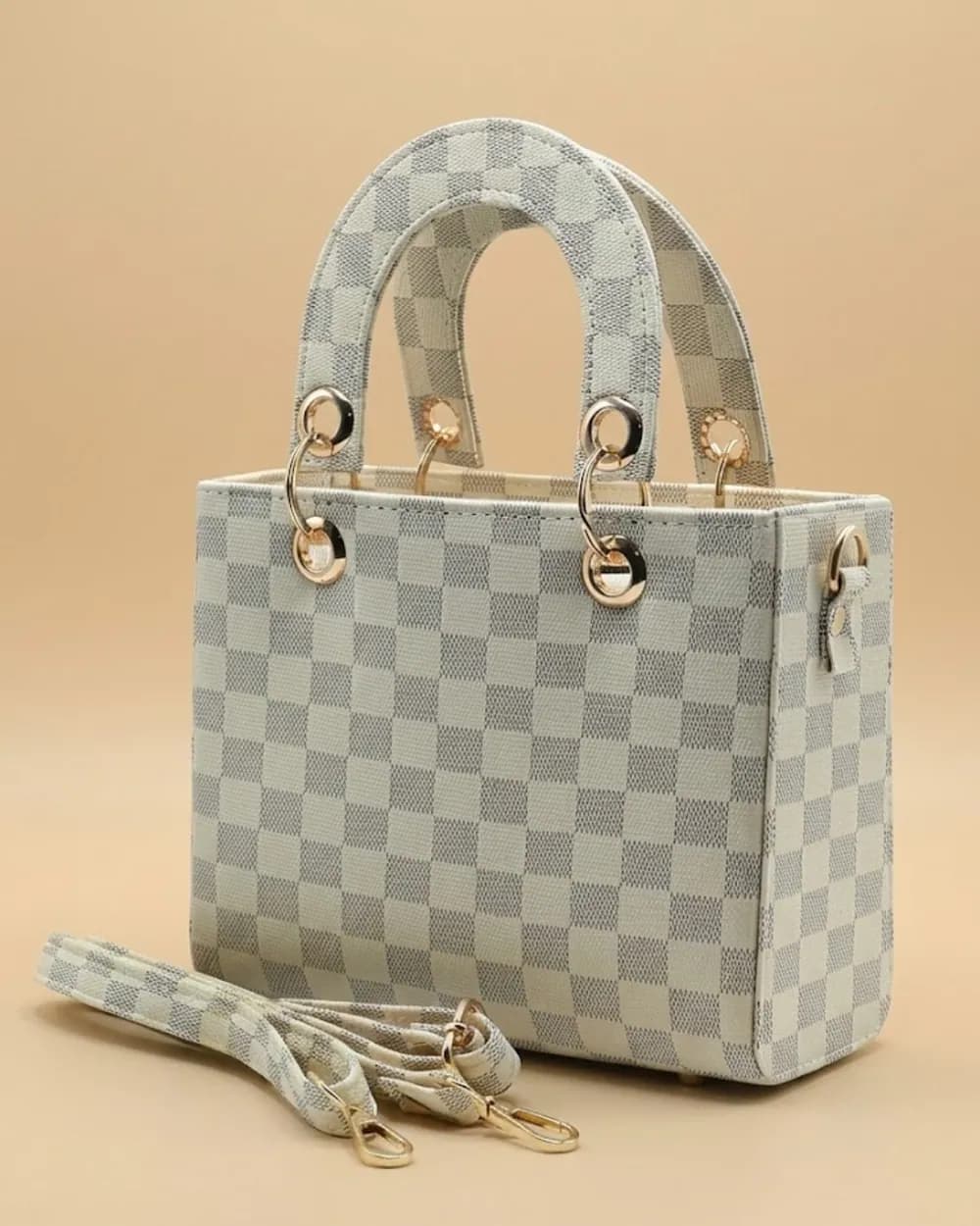 Checker Mini Crossbody - White, view 1