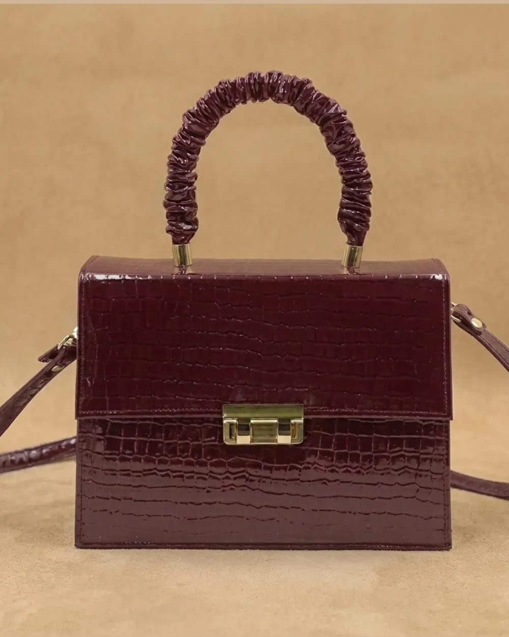 Leather Crossbody Bag - Maroon, view 1