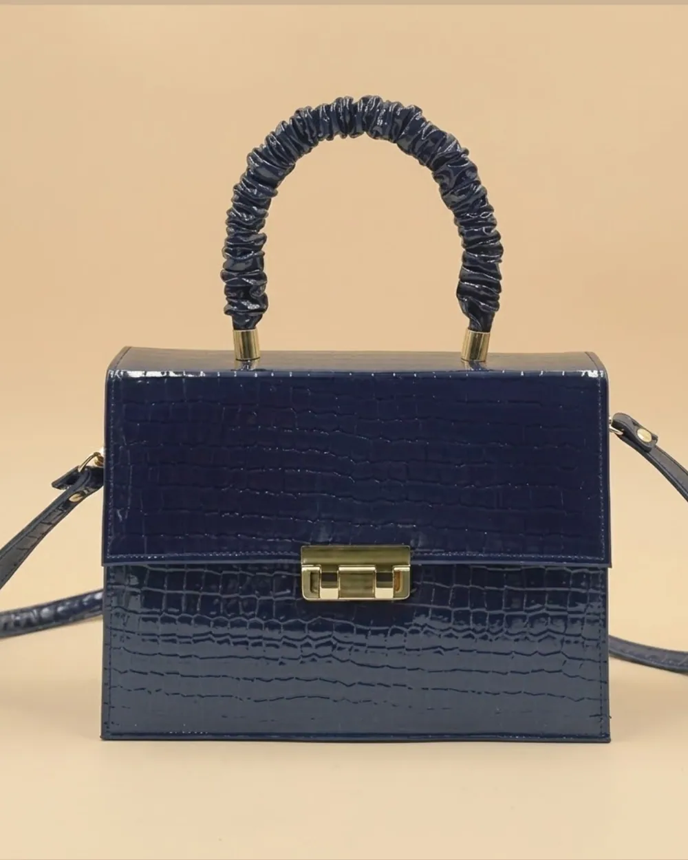 Leather Crossbody Bag - Navy Blue, view 1