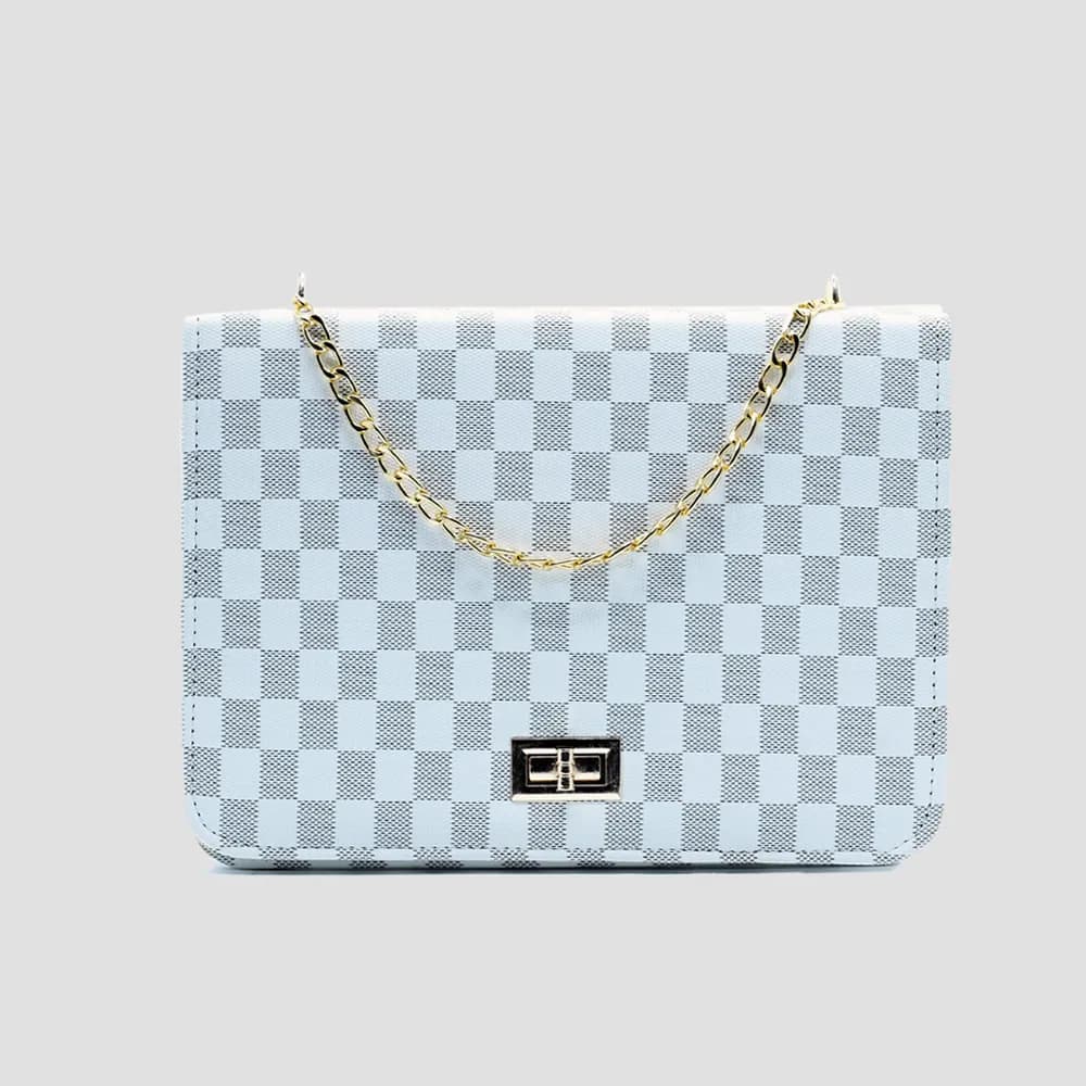 Luxury Grid Chain Bag White Gray, view 1