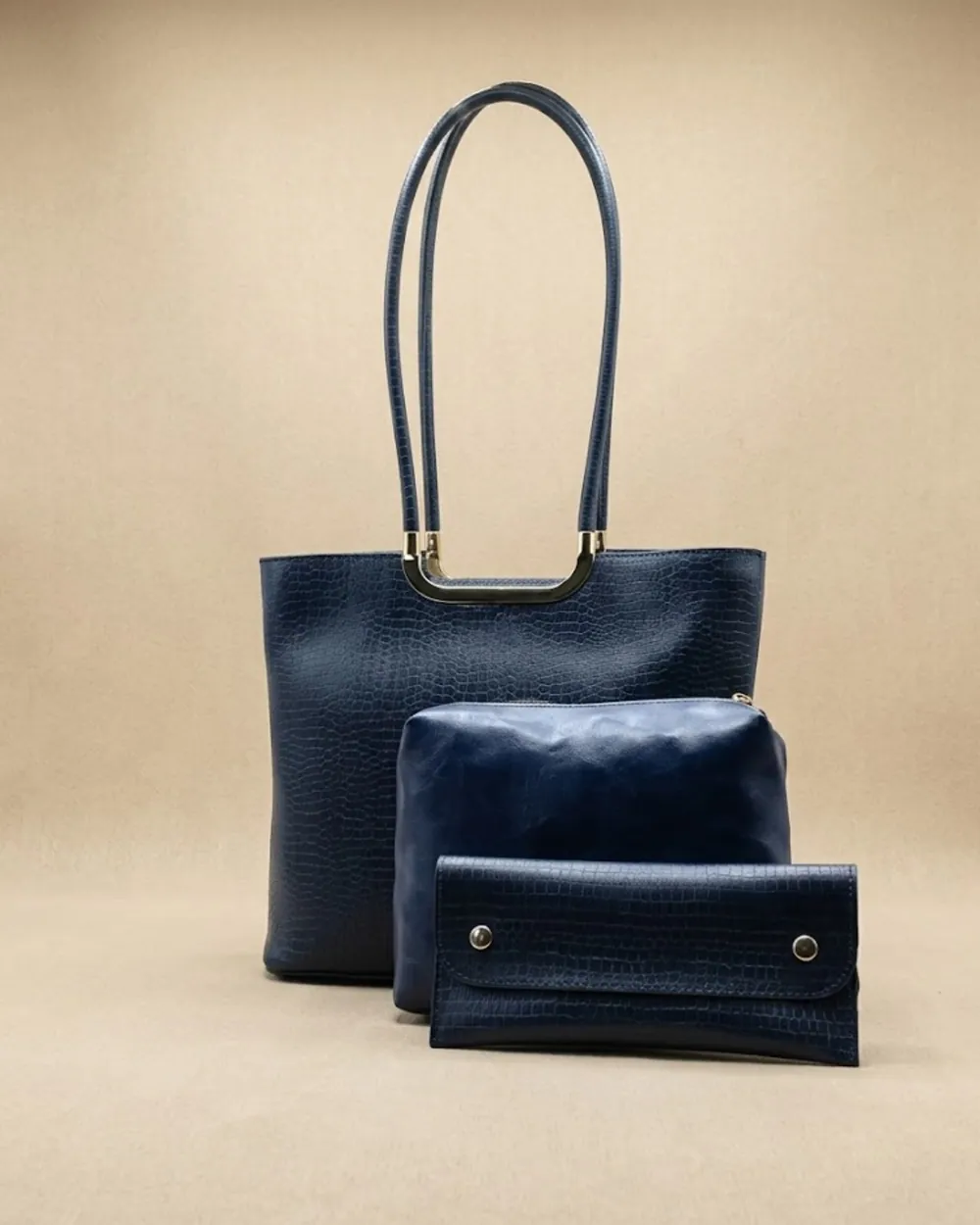 Metro Luxe Tote Set Navy Blue, view 1