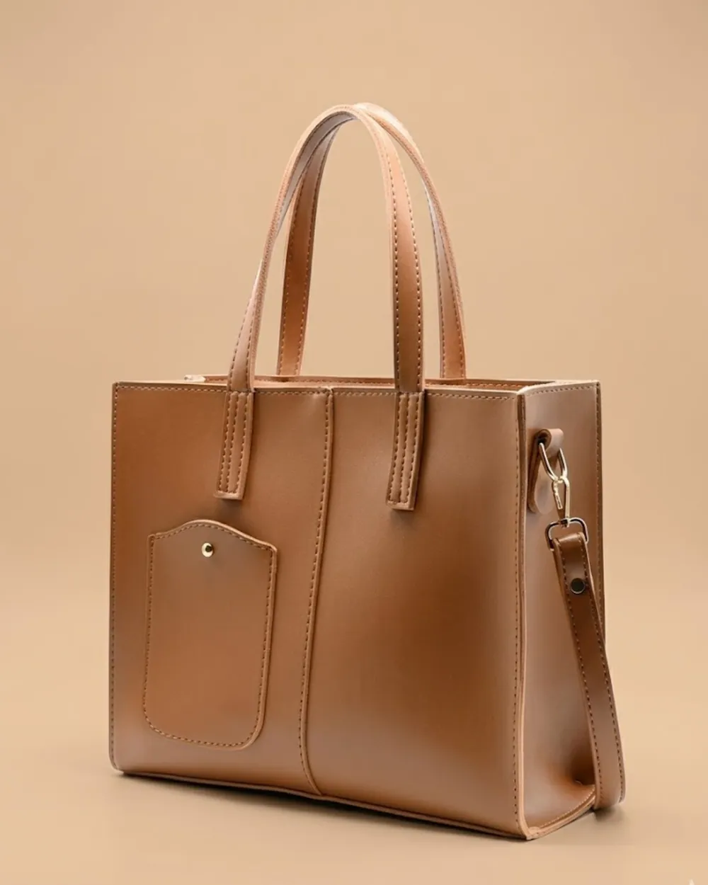 Modern Pocket Tote Brown, view 1