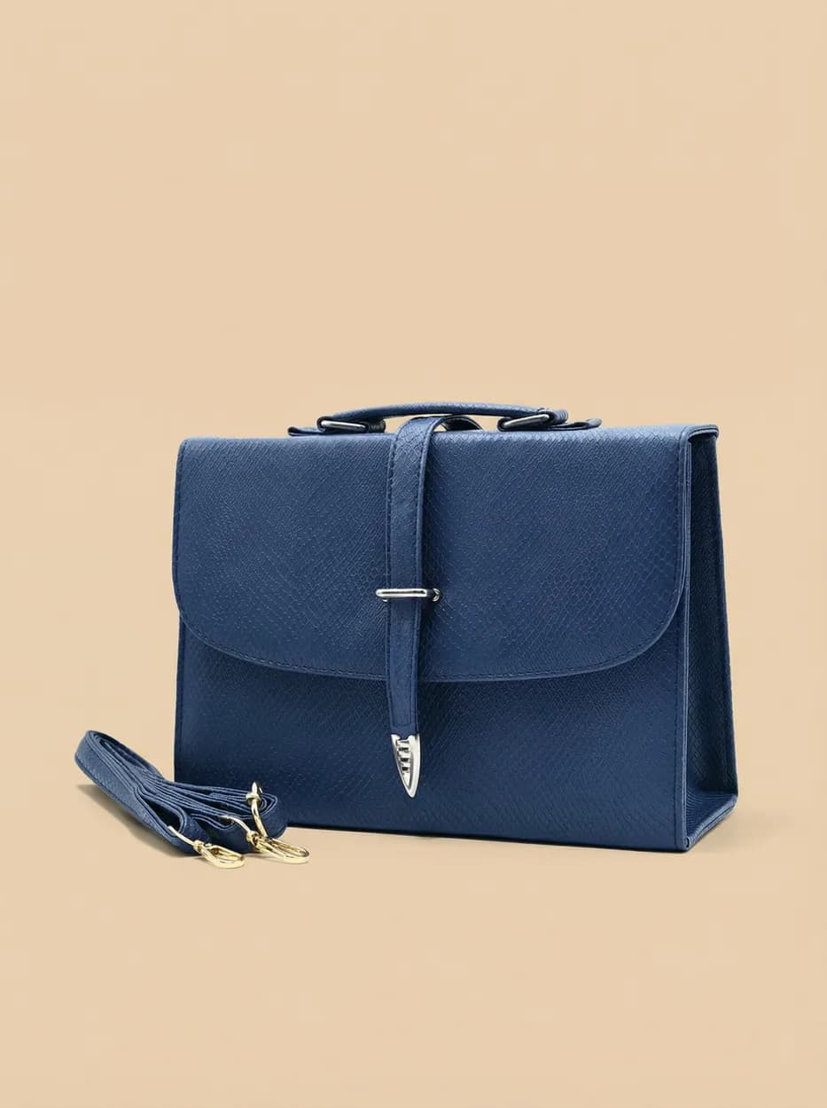 Classic Square Top Handle Bag - Blue, view 1
