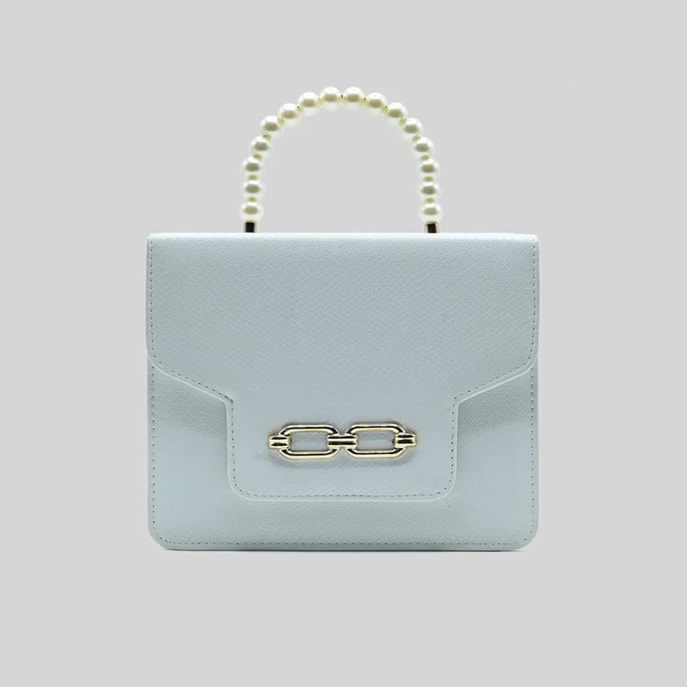 Lustre Pearl Tote – Elegant White Handbag with Pearl Handle, view 1