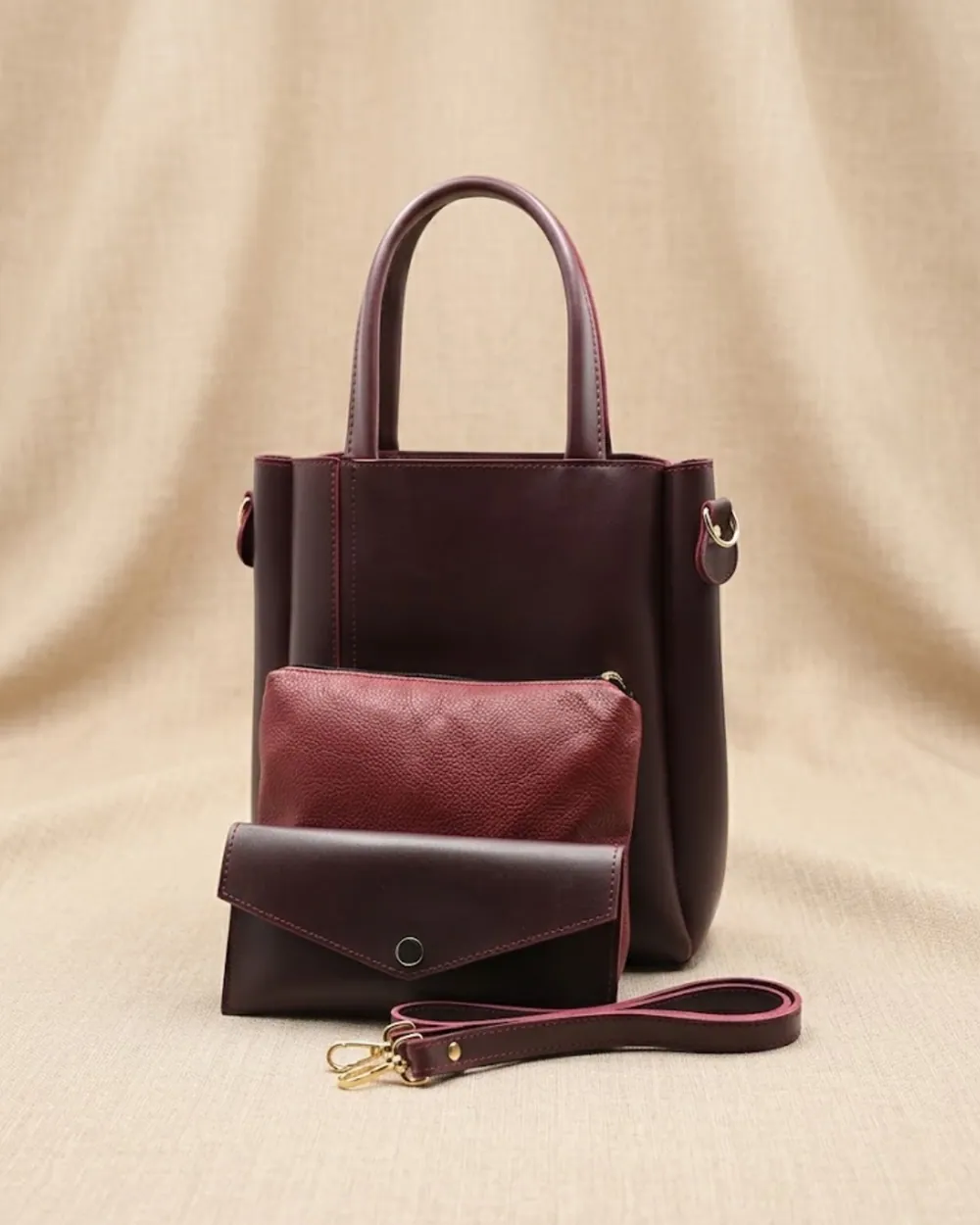 Urban Chic 4-in-1 Tote Bag Set – Burgundy Red, view 1